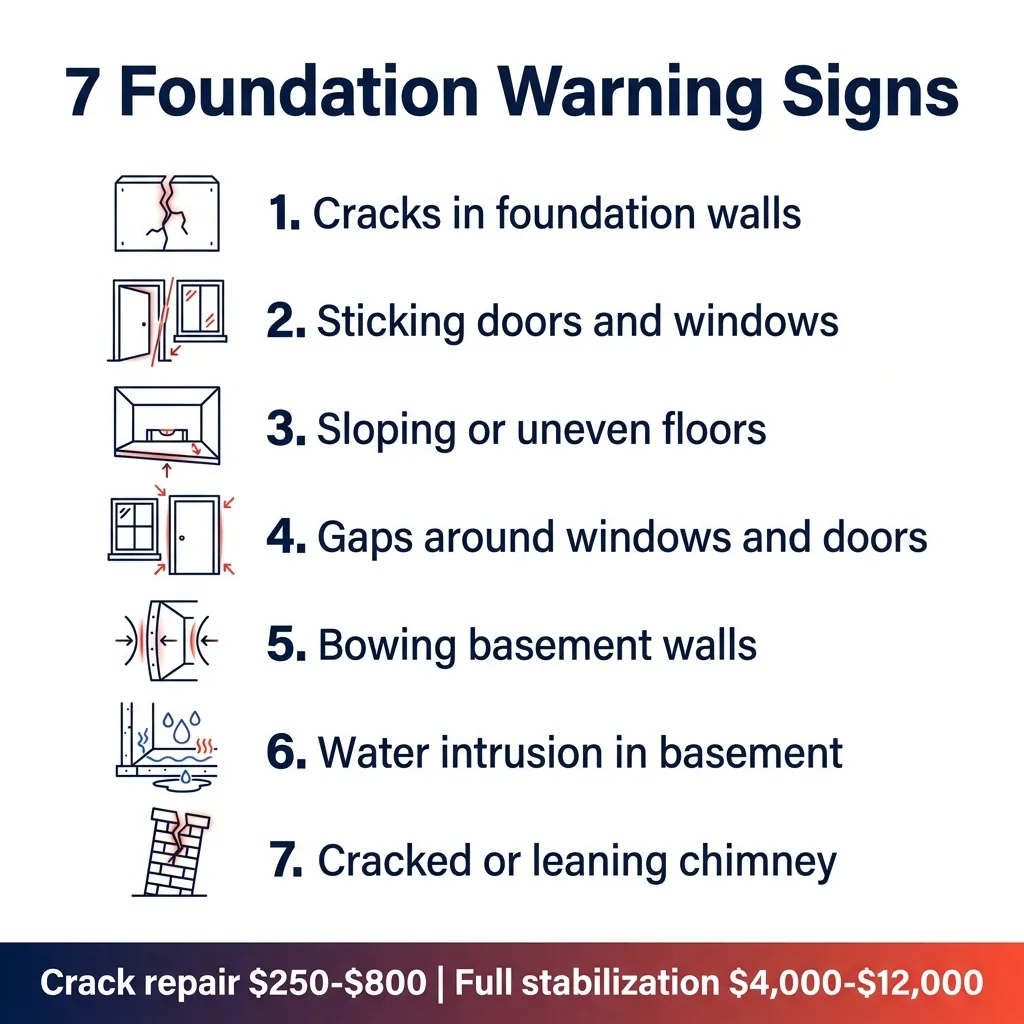 Infographic: 7 foundation warning signs with repair cost ranges