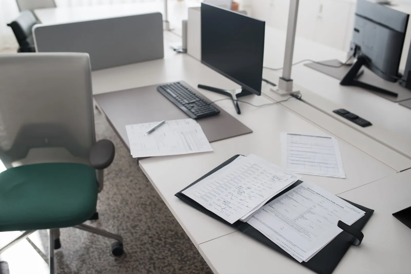 Documents on a desk