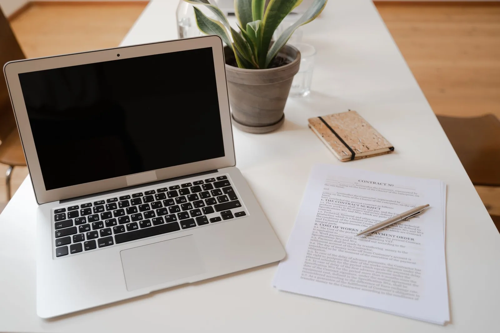 Contract document on a table