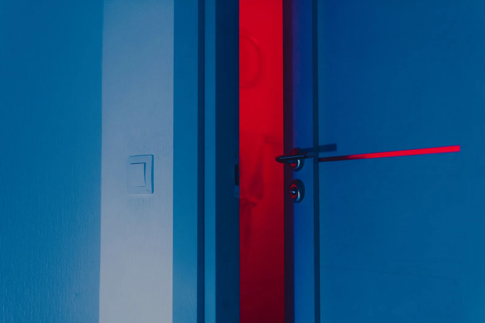 Metal hinge on a wooden door