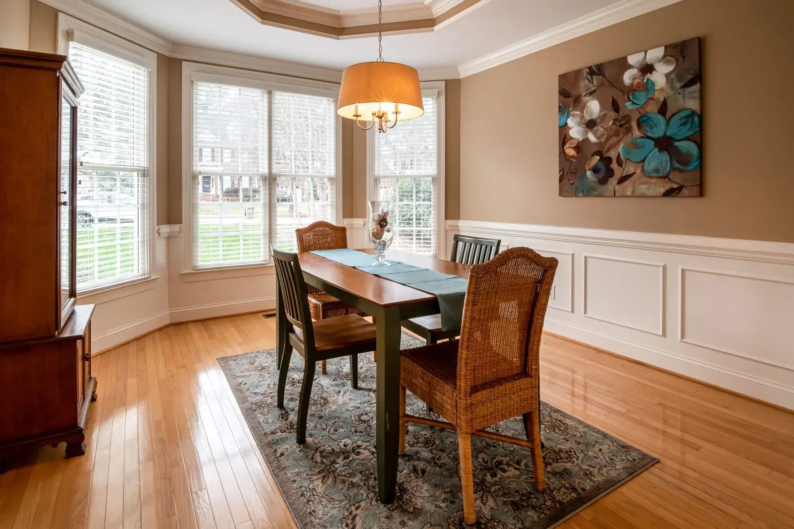Ornamental crown molding on an interior wall