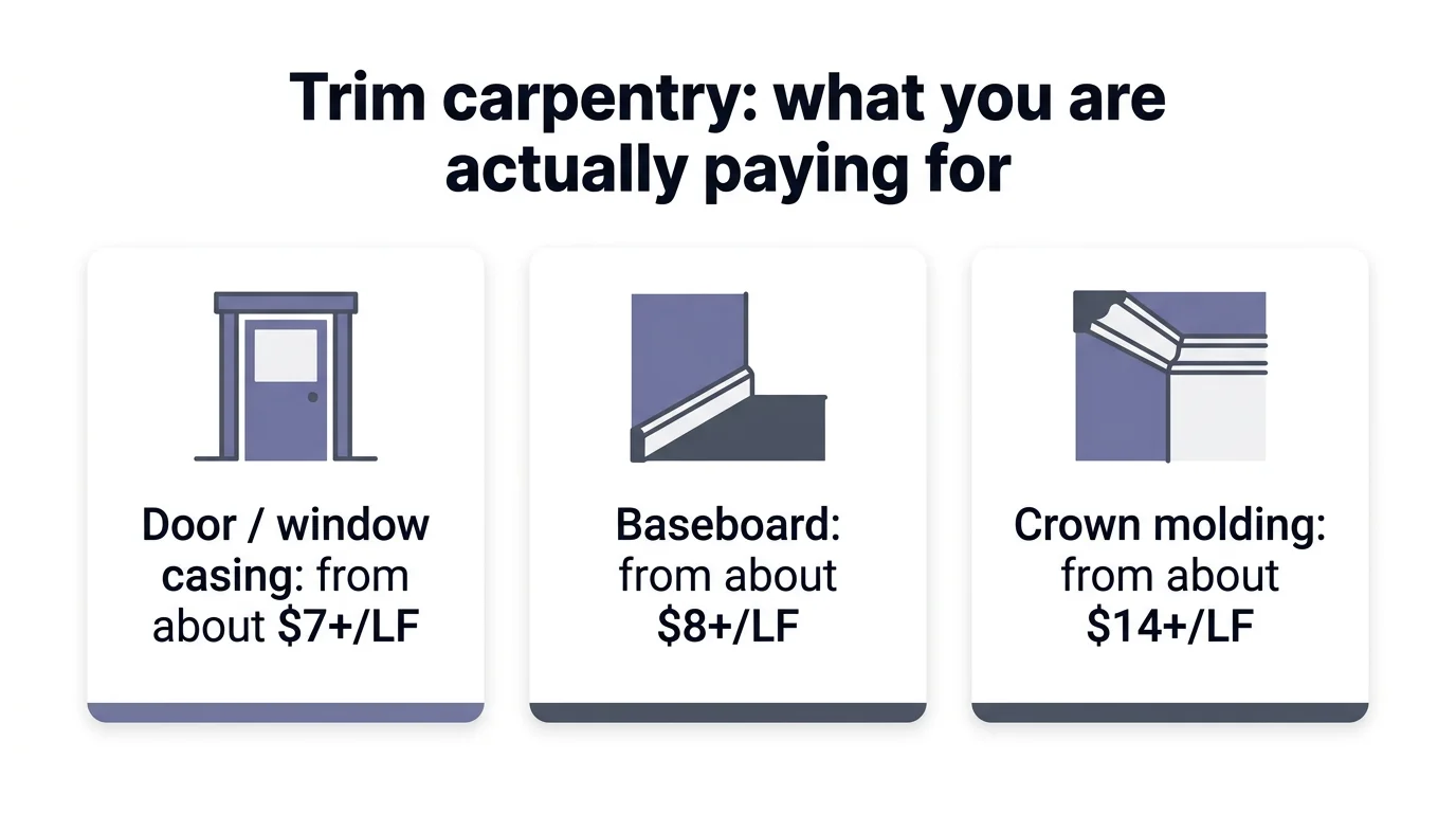 Trim carpentry: what you are actually paying for infographic
