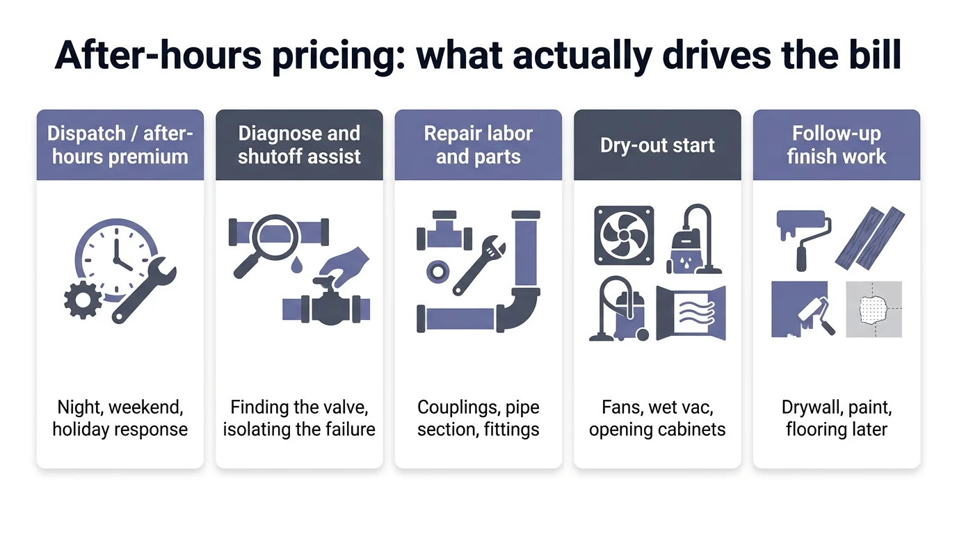 After-hours pricing: what actually drives the bill infographic