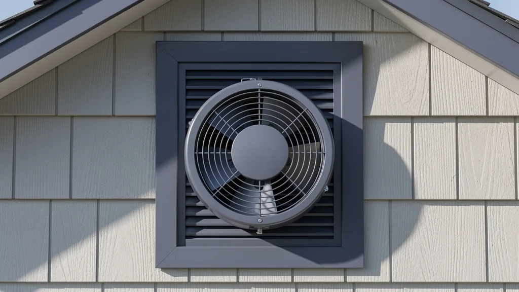 Attic fan mounted in gable vent of a NJ home