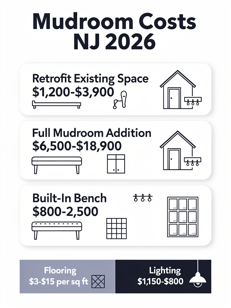 Mudroom Organization and Build-Out Cost Guide NJ 2026 Infographic